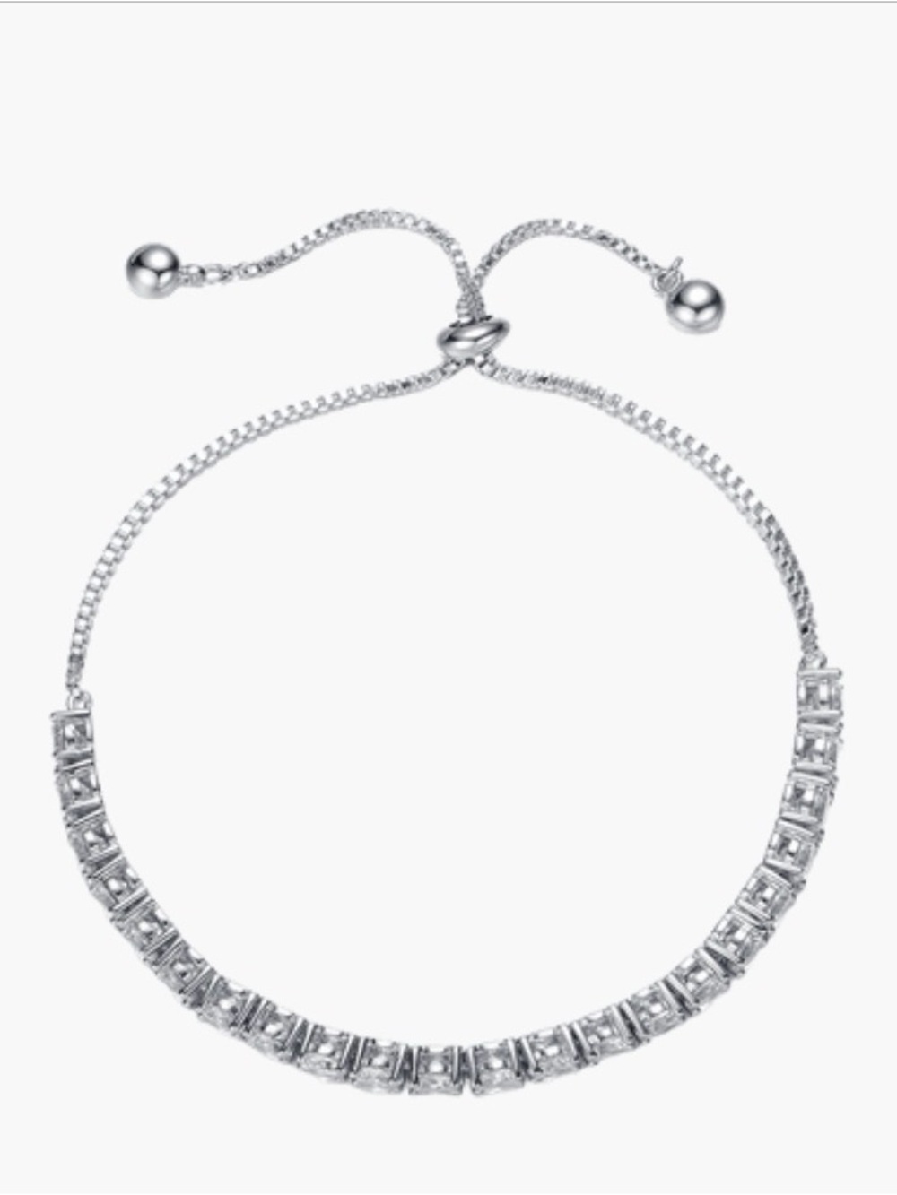 Classic Adjustable Tennis Bracelet with CZ Stones Set in Silver - Picture 3 of 9